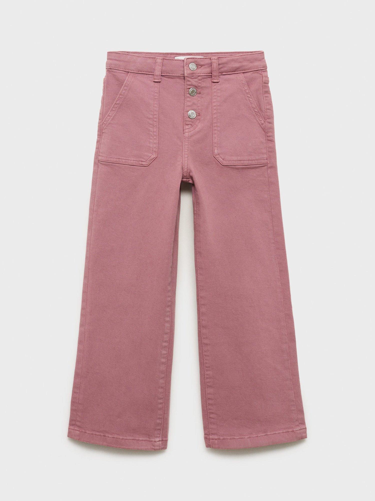 Product image 2 of 5, which shows Mango Kids' Denim Utility Jeans, Pink, 10 years