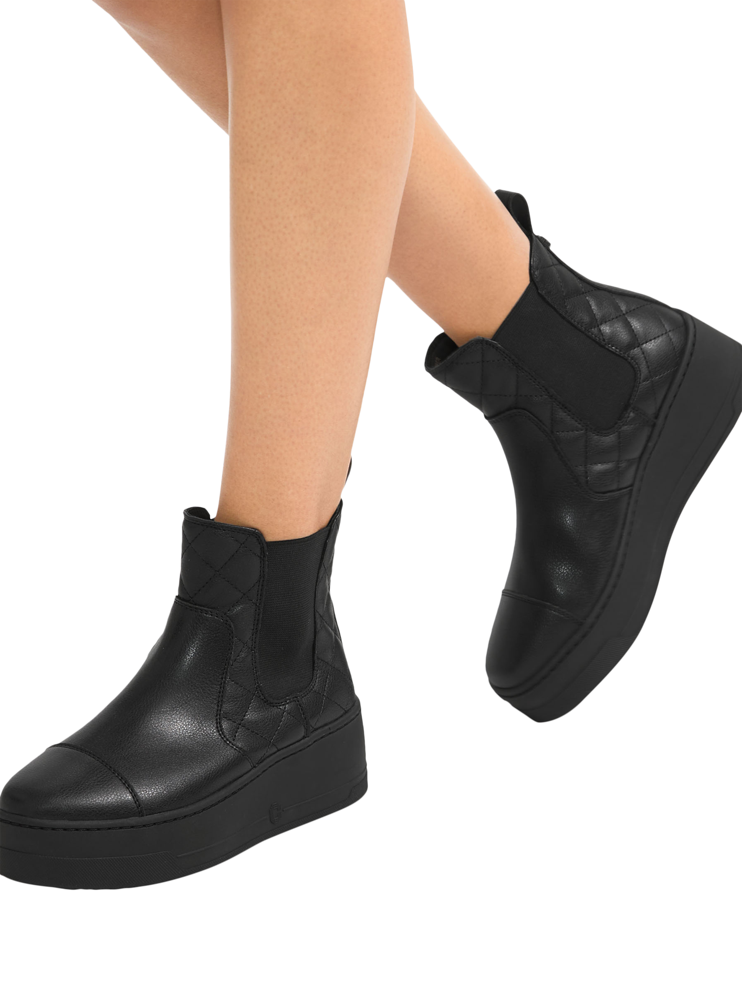 Product image 2 of 5, which shows Carvela Connected Quilted Ankle Boots, Black, 3