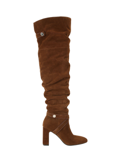 Carvela Jackpot Slouch Suede Knee High Boots, Mid Brown, Mid Brown