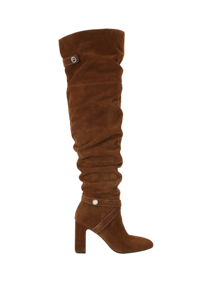 Carvela Jackpot Slouch Suede Knee High Boots, Mid Brown, Mid Brown