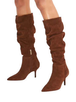 Carvela Spirit Slouch Suede Calf Boots, Mid Brown - view 2, Mid Brown