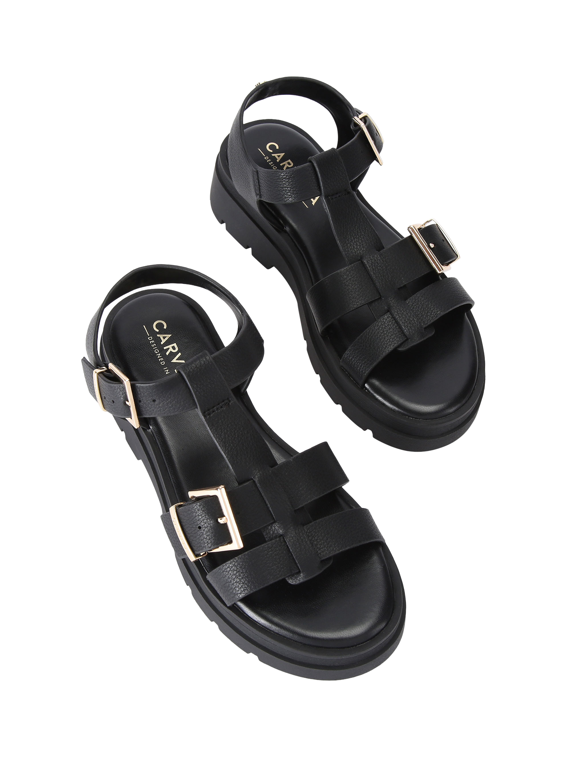 Product image 3 of 5, which shows Carvela Bormio Strappy Sandals, Black, 3
