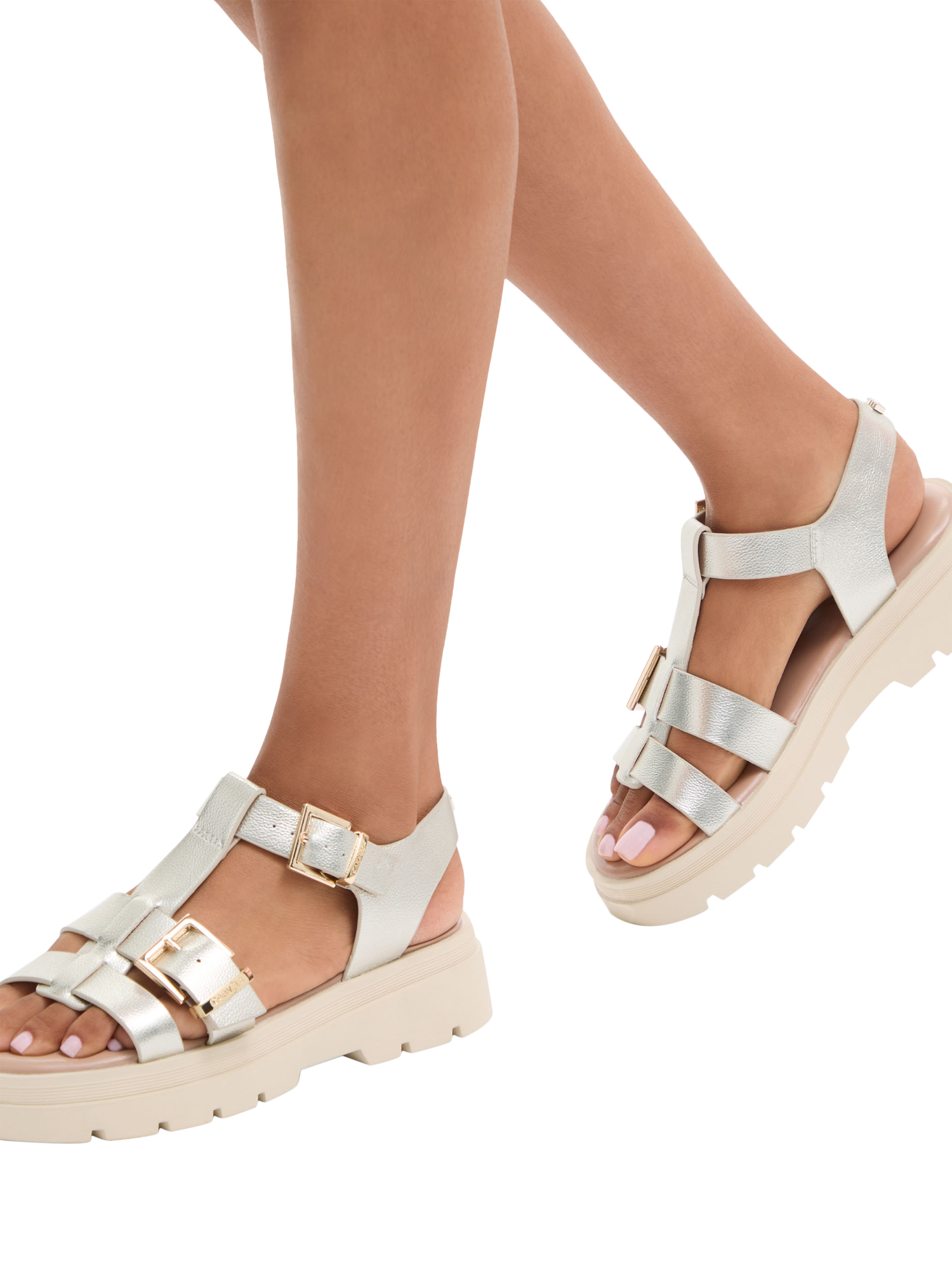 Product image 2 of 5, which shows Carvela Bormio Strappy Sandals, Gold, 3