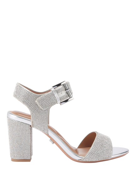 Carvela Sadie Jewel Embellished Heeled Sandals, Silver, Silver