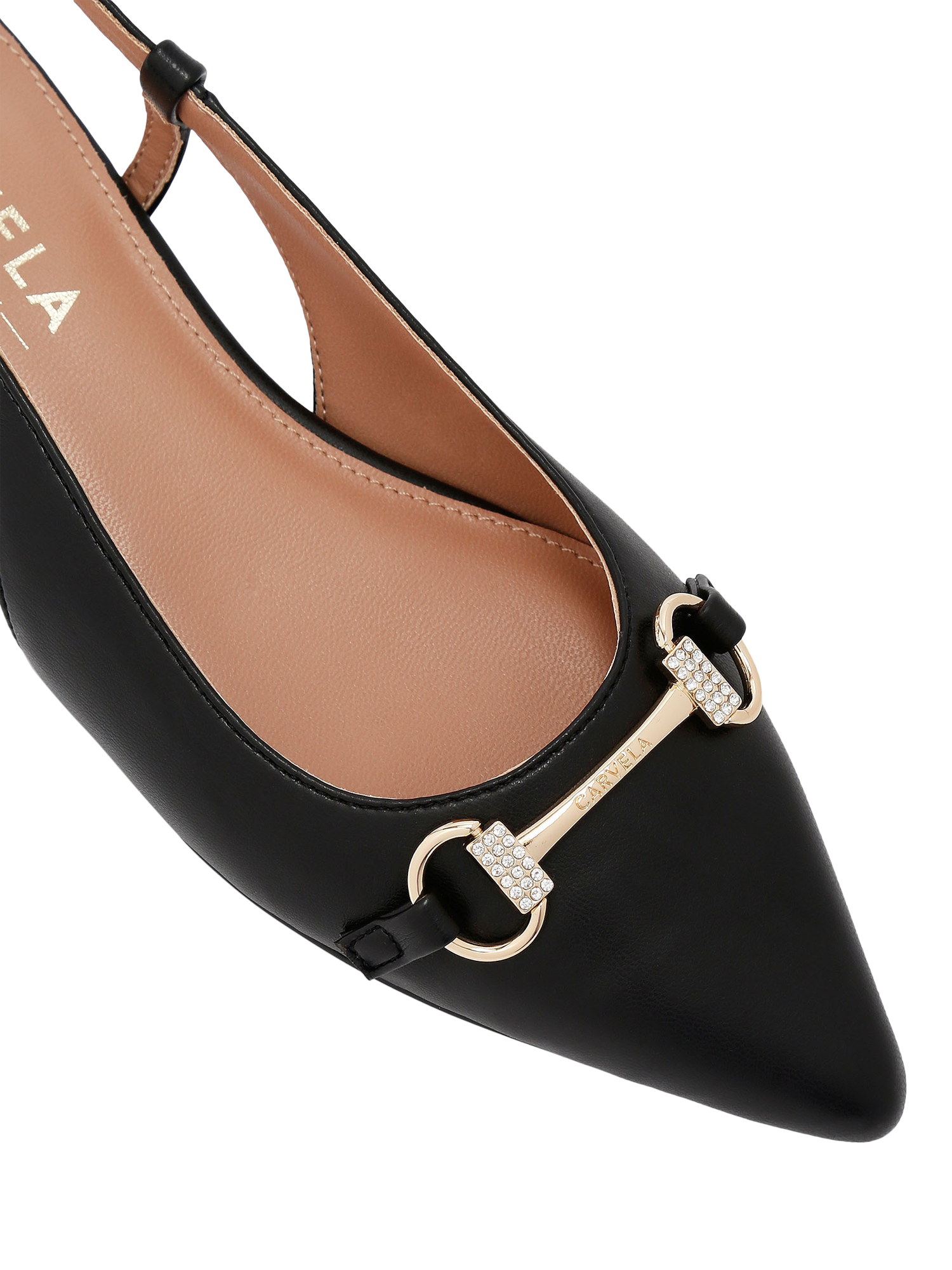 Product image 5 of 5, which shows Carvela Valentina Pointed Slingback Loafers, Black, 3