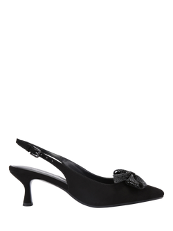 KG Kurt Geiger Tilly Bow Gem Kitten Heel Court Shoes, Black, Black
