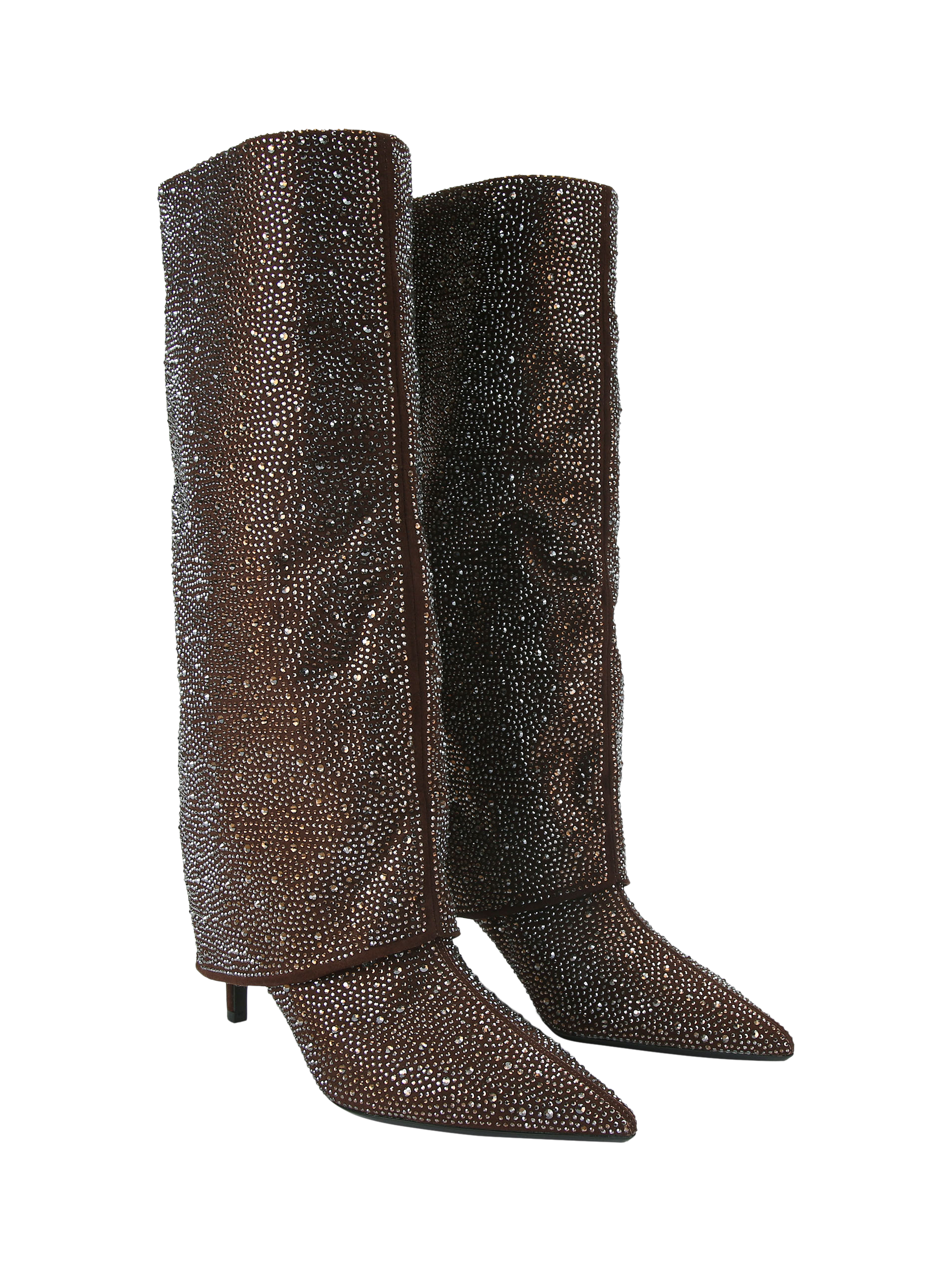 Product image 2 of 4, which shows KG Kurt Geiger Fate Gem Fold Over Knee Boots, Bronze, 3