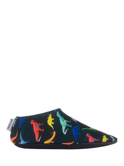 Slipfree Kids' Soft Sole Non-Slip Dino Swim Shoes, Dark Green Multi, Dark Green Multi