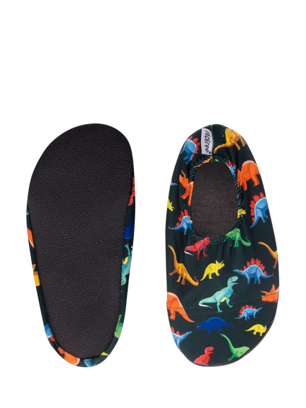 Slipfree Kids' Soft Sole Non-Slip Dino Swim Shoes, Dark Green Multi - view 2, Dark Green Multi