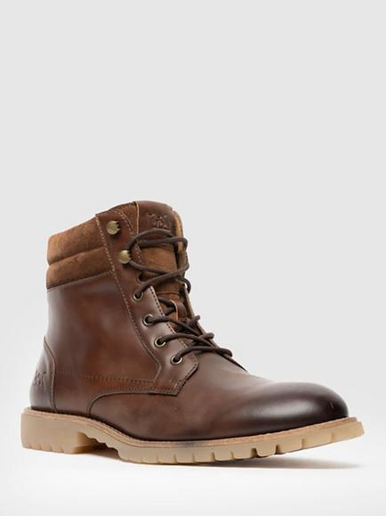 Rodd & Gunn Clearbrooke Leather Military Boot, Coffee - view 2, Coffee