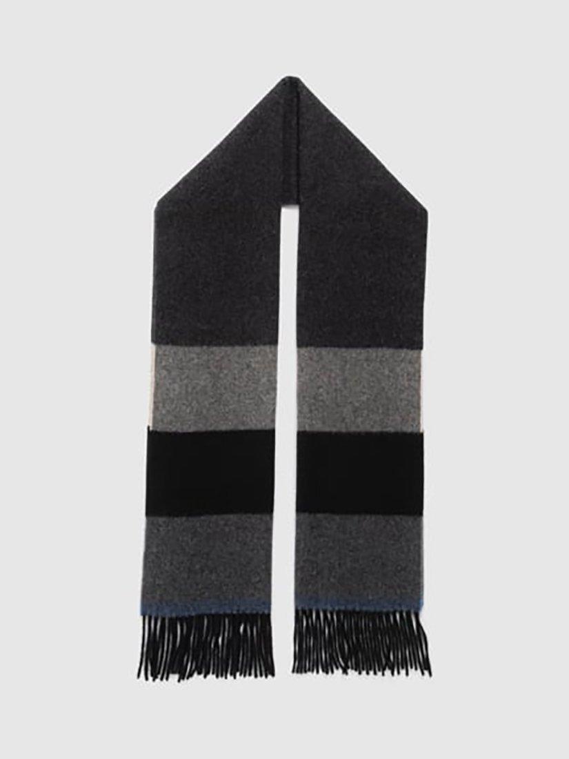 Product image 2 of 3, which shows Rodd & Gunn Frankton Stripe Wool Scarf, Black/Grey, One Size