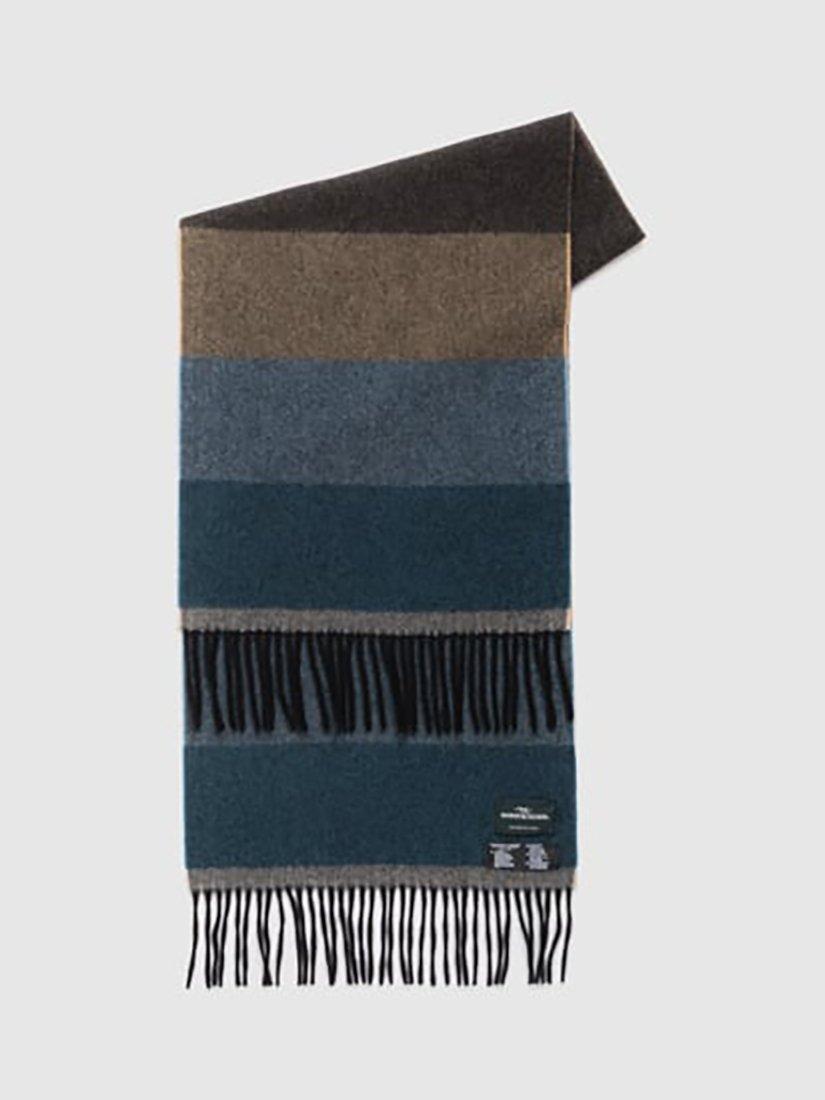 Product image 1 of 3, which shows Rodd & Gunn Frankton Stripe Wool Scarf, Denim, One Size