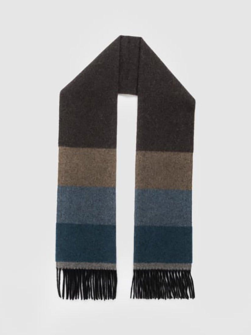Product image 2 of 3, which shows Rodd & Gunn Frankton Stripe Wool Scarf, Denim, One Size