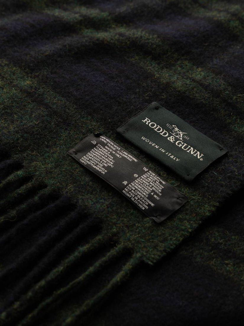 Product image 3 of 3, which shows Rodd & Gunn Jefferson Check Wool Scarf, Navy/Green, One Size