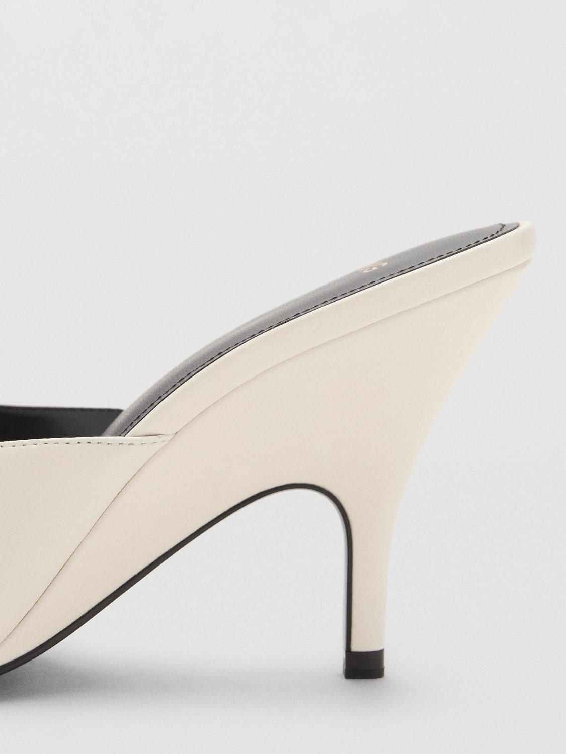 Product image 3 of 4, which shows Mango Dominic Leather Cross Strap Heeled Sandals, Light Beige, 4