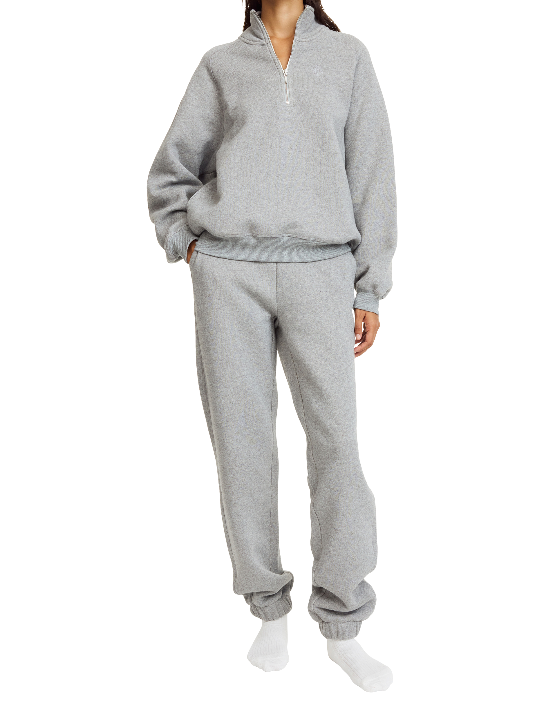 Product image 2 of 3, which shows By Malene Birger Lipa 1/2 Zip Sweatshirt, Grey, XS