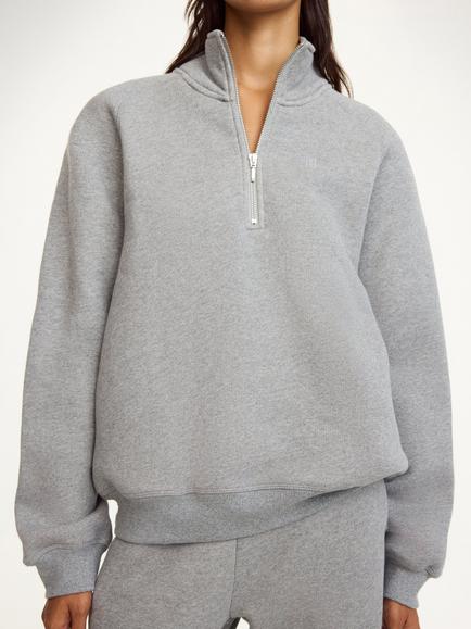 By Malene Birger Lipa 1/2 Zip Sweatshirt, Grey - view 2, Grey