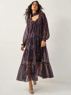 Monsoon Marianna Paisley Midi Dress, Purple, Purple