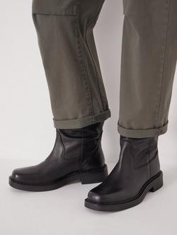 HUSH Leather Biker Boots, Black, Black