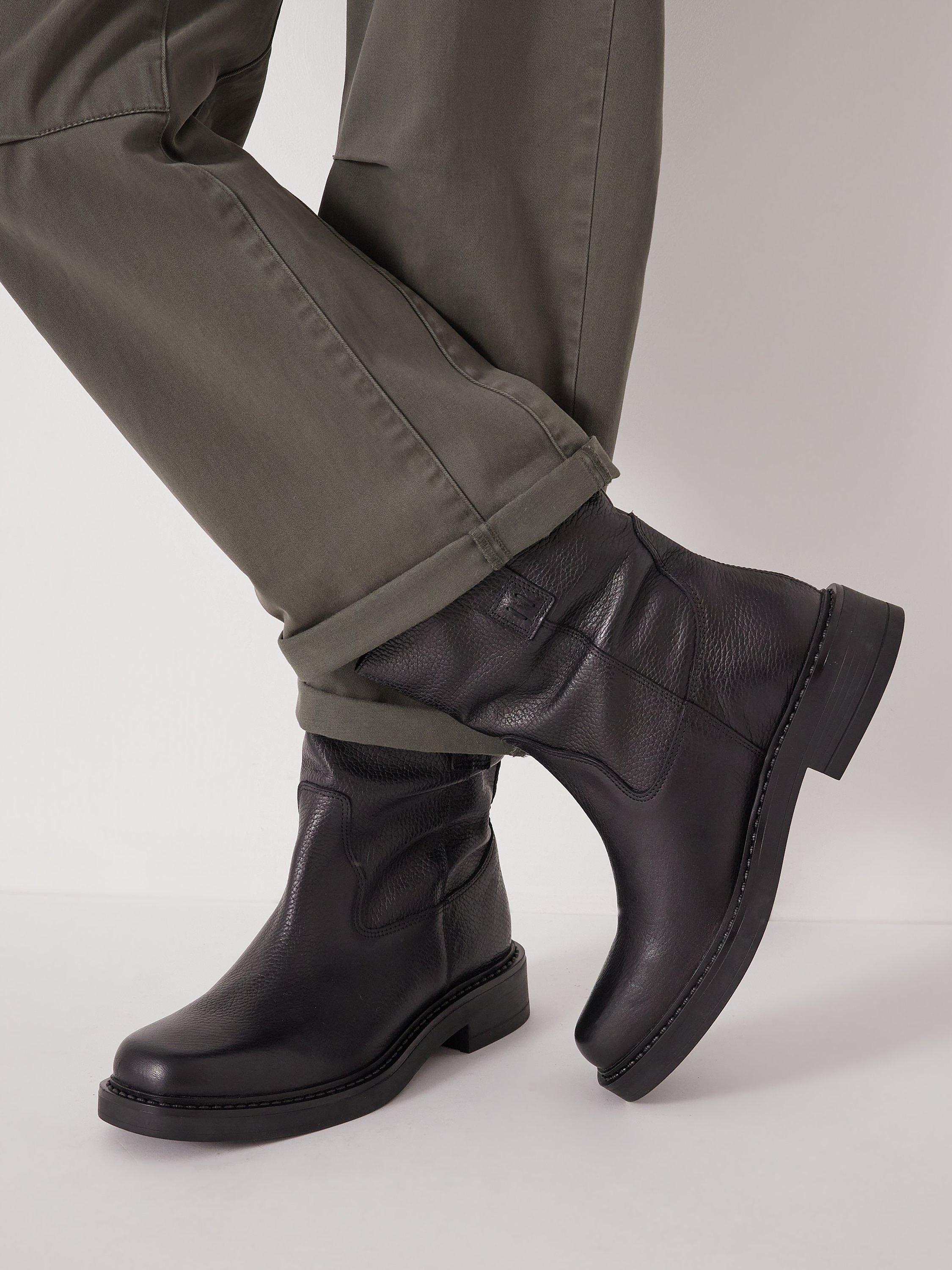 Product image 2 of 2, which shows HUSH Leather Biker Boots, Black, 3