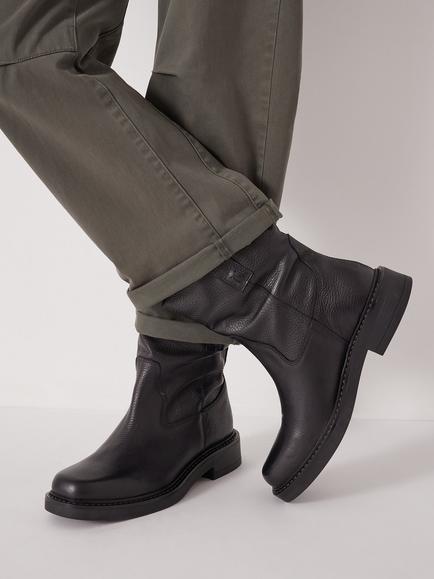 HUSH Leather Biker Boots, Black - view 2, Black
