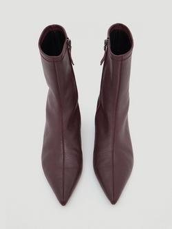 HUSH Leather Sock Heeled Boots - view 2, Wine Red