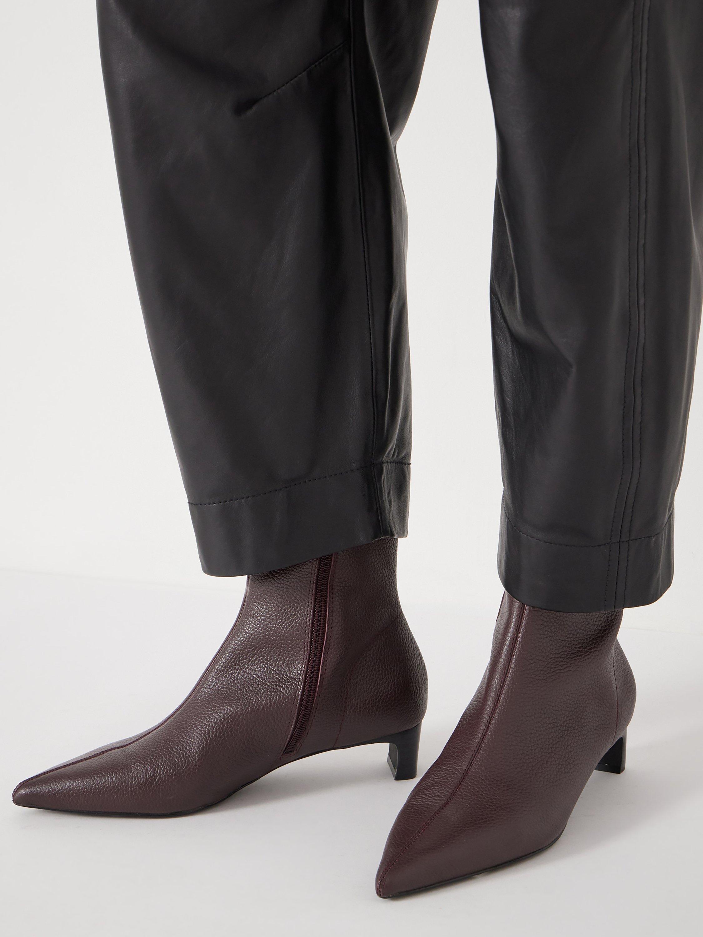 Product image 4 of 5, which shows HUSH Leather Sock Heeled Boots, Wine Red, 6