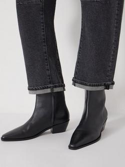 HUSH Leather Square Toe Boots, Black - view 2, Black