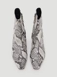 HUSH Leather Snake Print Ankle Boots, Black/White