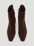 HUSH Suede Square Toe Ankle Boots, Dark Brown