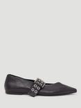 HUSH Buckle Pointed Flat Shoes, Black