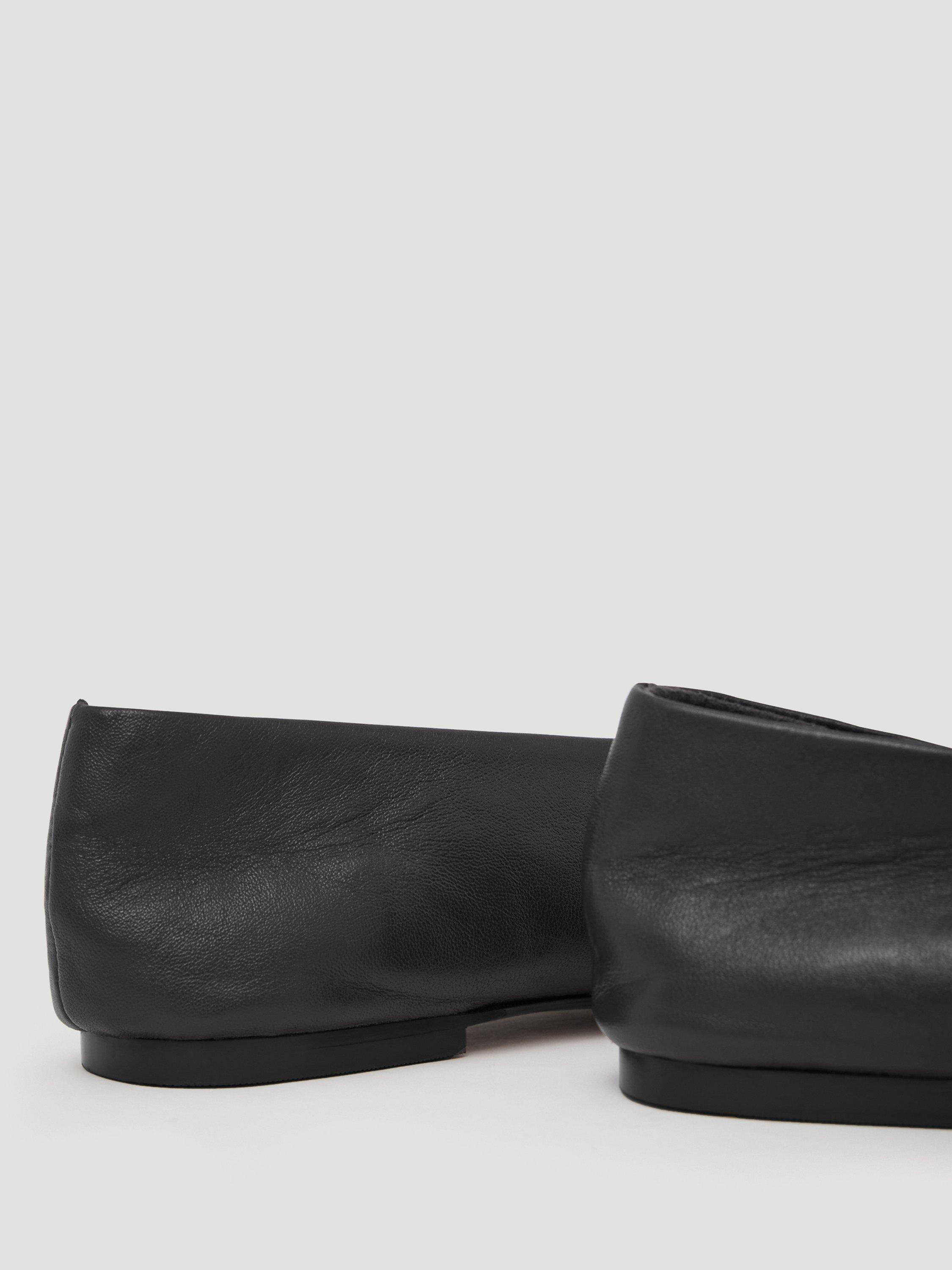 Product image 2 of 5, which shows HUSH Leather Ballet Pumps, Black, 3