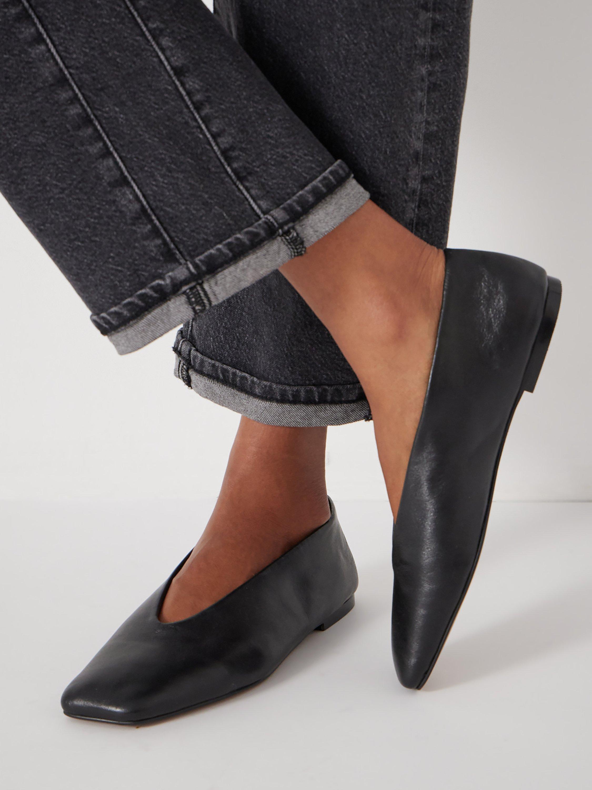 Product image 4 of 5, which shows HUSH Leather Ballet Pumps, Black, 3