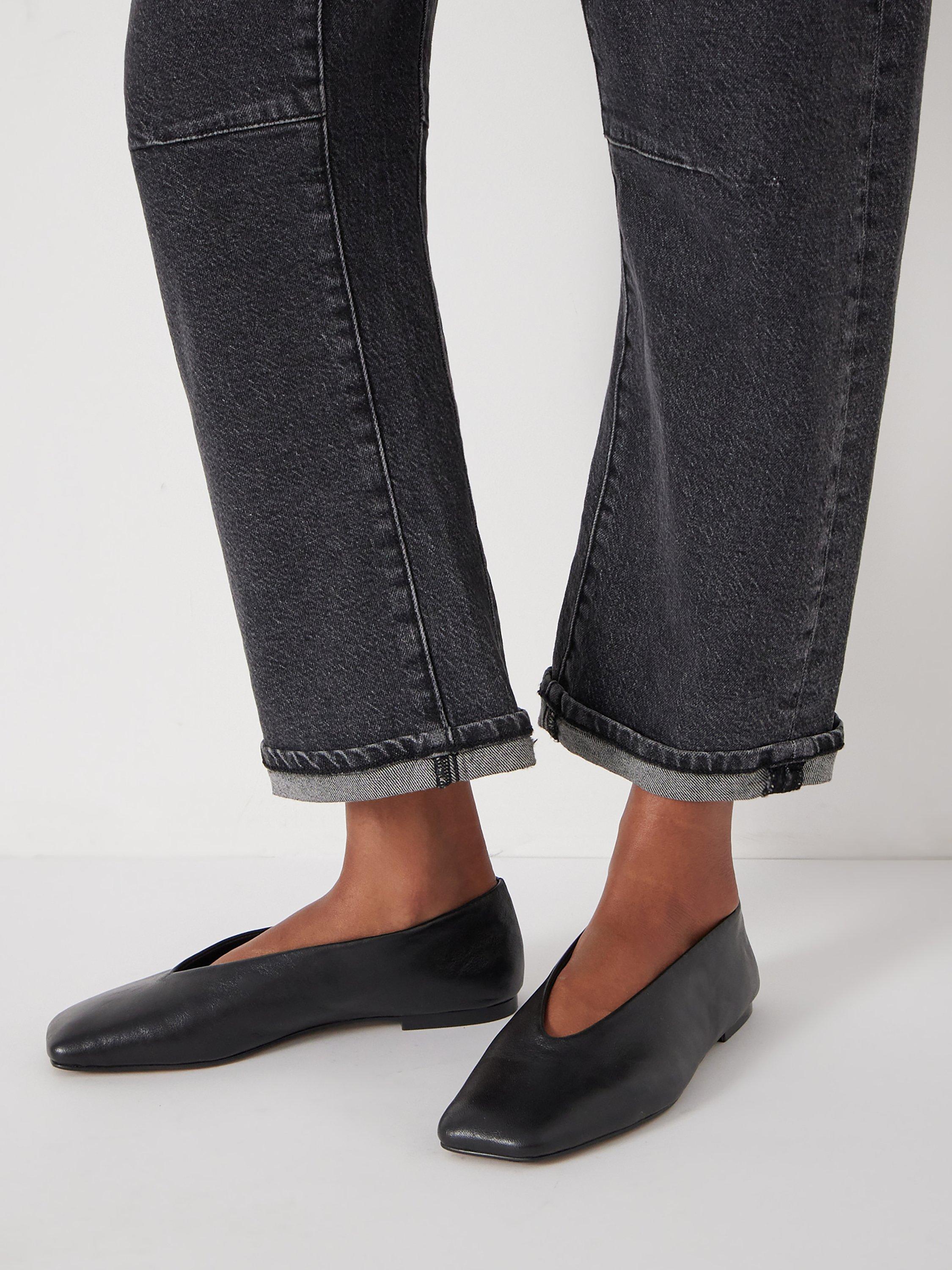 Product image 5 of 5, which shows HUSH Leather Ballet Pumps, Black, 3