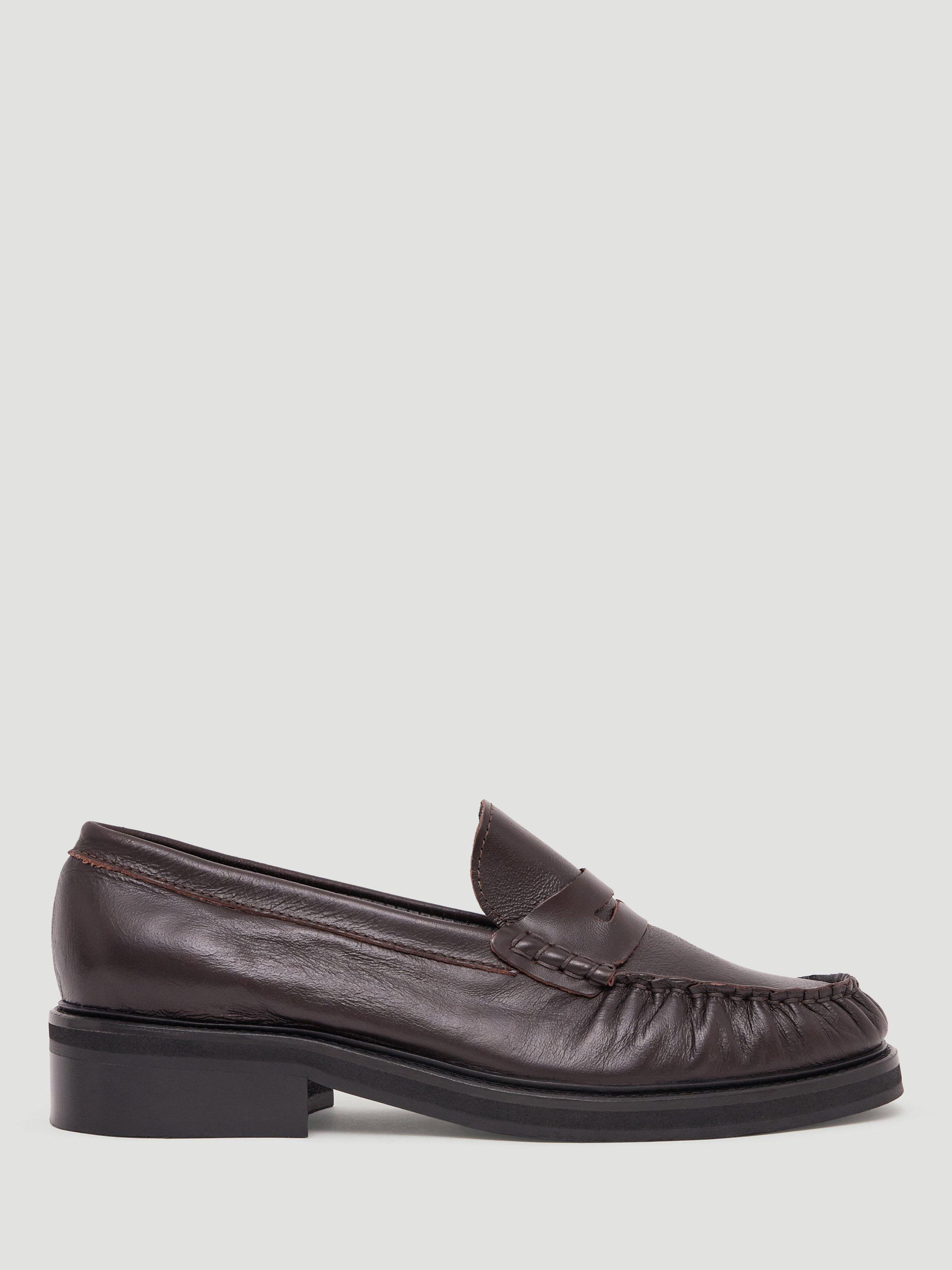 Product image 1 of 5, which shows HUSH Penny Chunky Leather Loafers , Dark Brown, 3