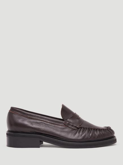 HUSH Penny Chunky Leather Loafers, Dark Brown