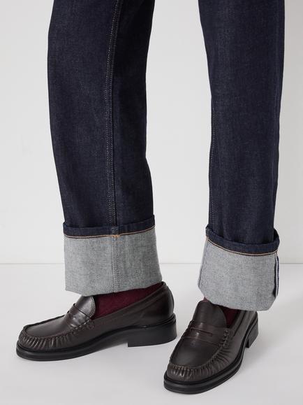 HUSH Penny Chunky Leather Loafers - view 2, Dark Brown