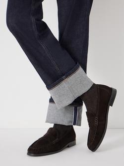 HUSH Suede Slimline Retro Loafer Trainers - view 2, Dark Brown