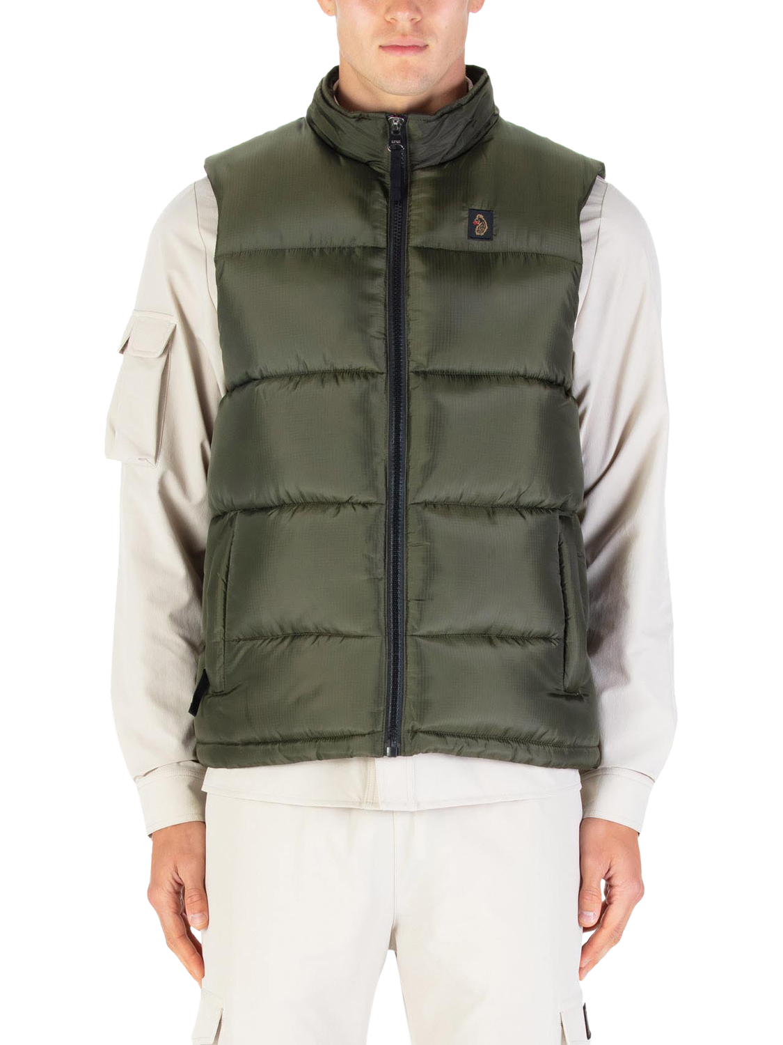 Product image 1 of 7, which shows LUKE 1977 Ataka Padded Gilet, Dark Green, S