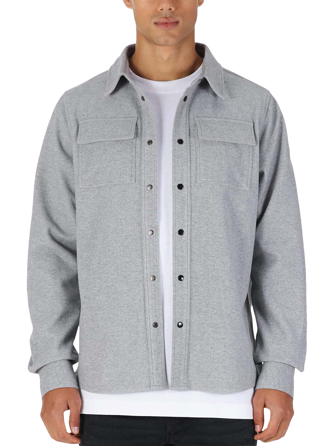 Product image 1 of 6, which shows LUKE 1977 Ettrick Long Sleeve Collar Shirt, Mid Marl Grey, S