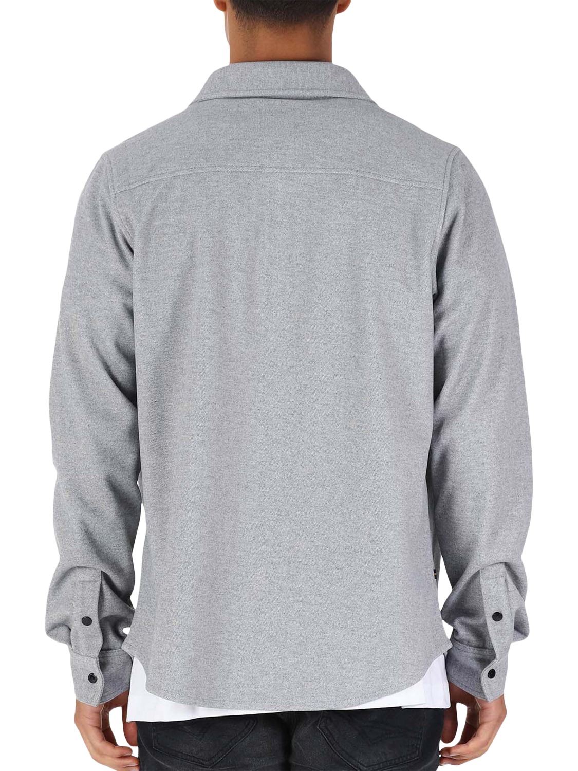 Product image 2 of 6, which shows LUKE 1977 Ettrick Long Sleeve Collar Shirt, Mid Marl Grey, S