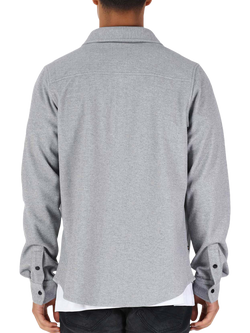 LUKE 1977 Ettrick Long Sleeve Collar Shirt - view 2, Mid Marl Grey