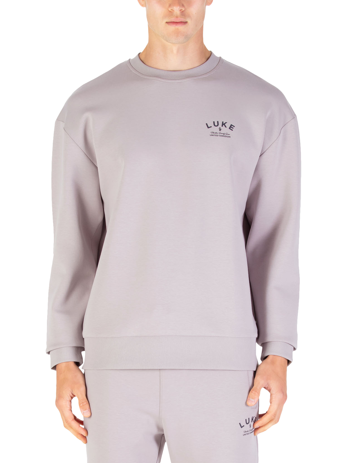 Product image 1 of 6, which shows LUKE 1977 Oakwood Logo Sweatshirt, Putty, S