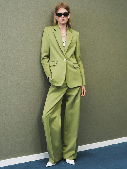 Mango Apple Single Button Blazer, Bright Green - view 2, Bright Green