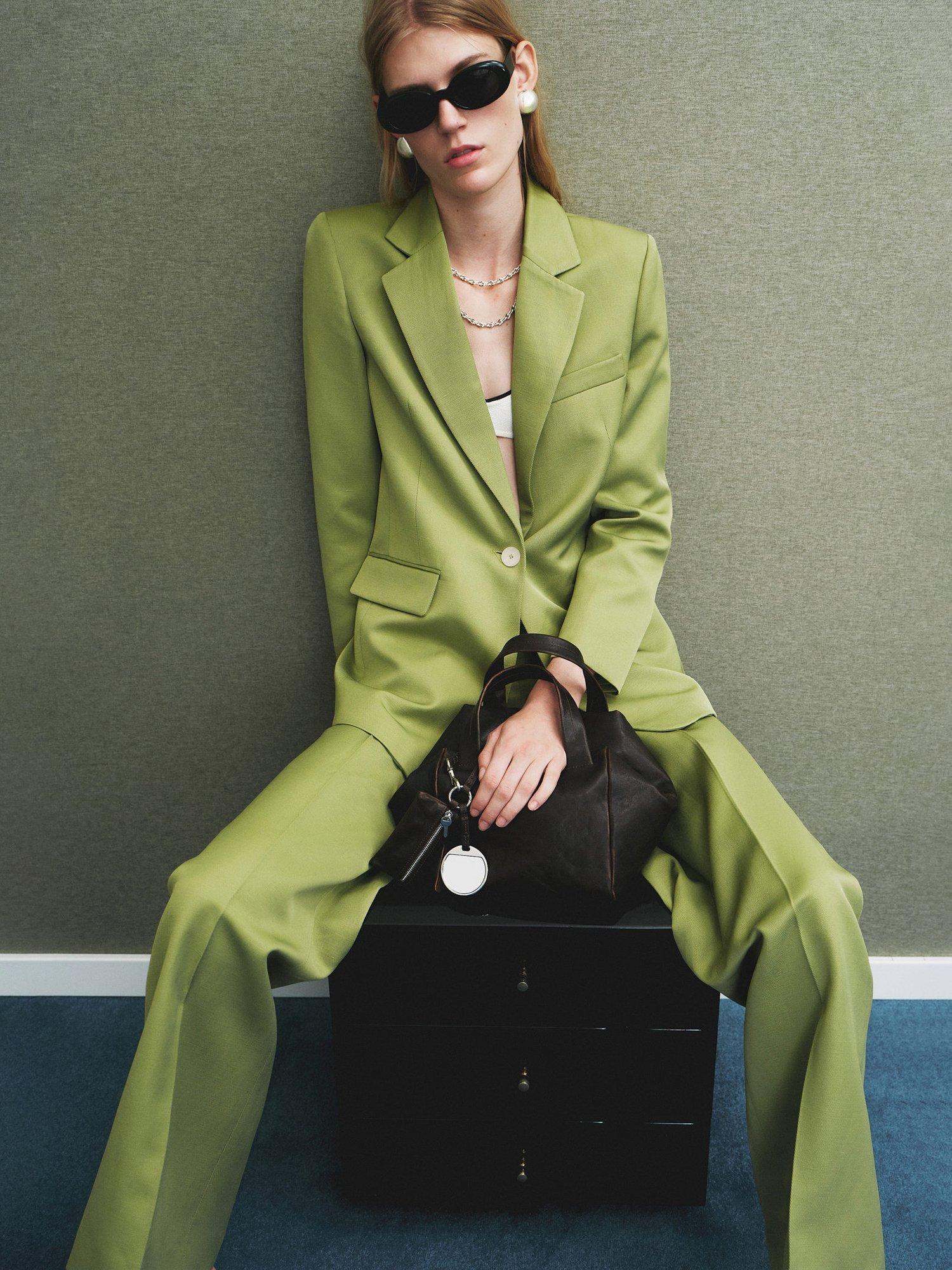 Product image 6 of 8, which shows Mango Apple Single Button Blazer, Bright Green, L