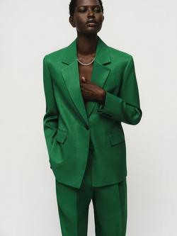 Mango Otero Satin Finish Blazer, Bright Green, Bright Green