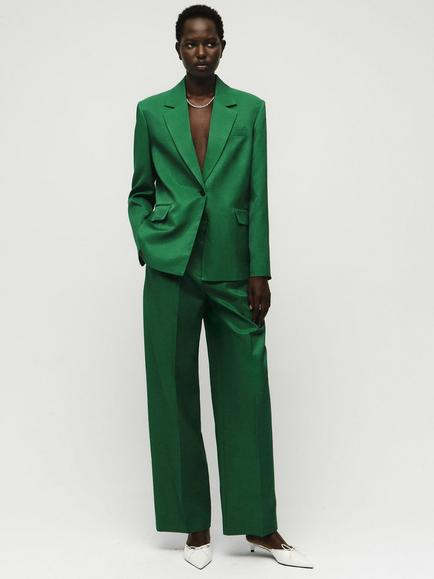 Mango Otero Satin Finish Blazer, Bright Green - view 2, Bright Green