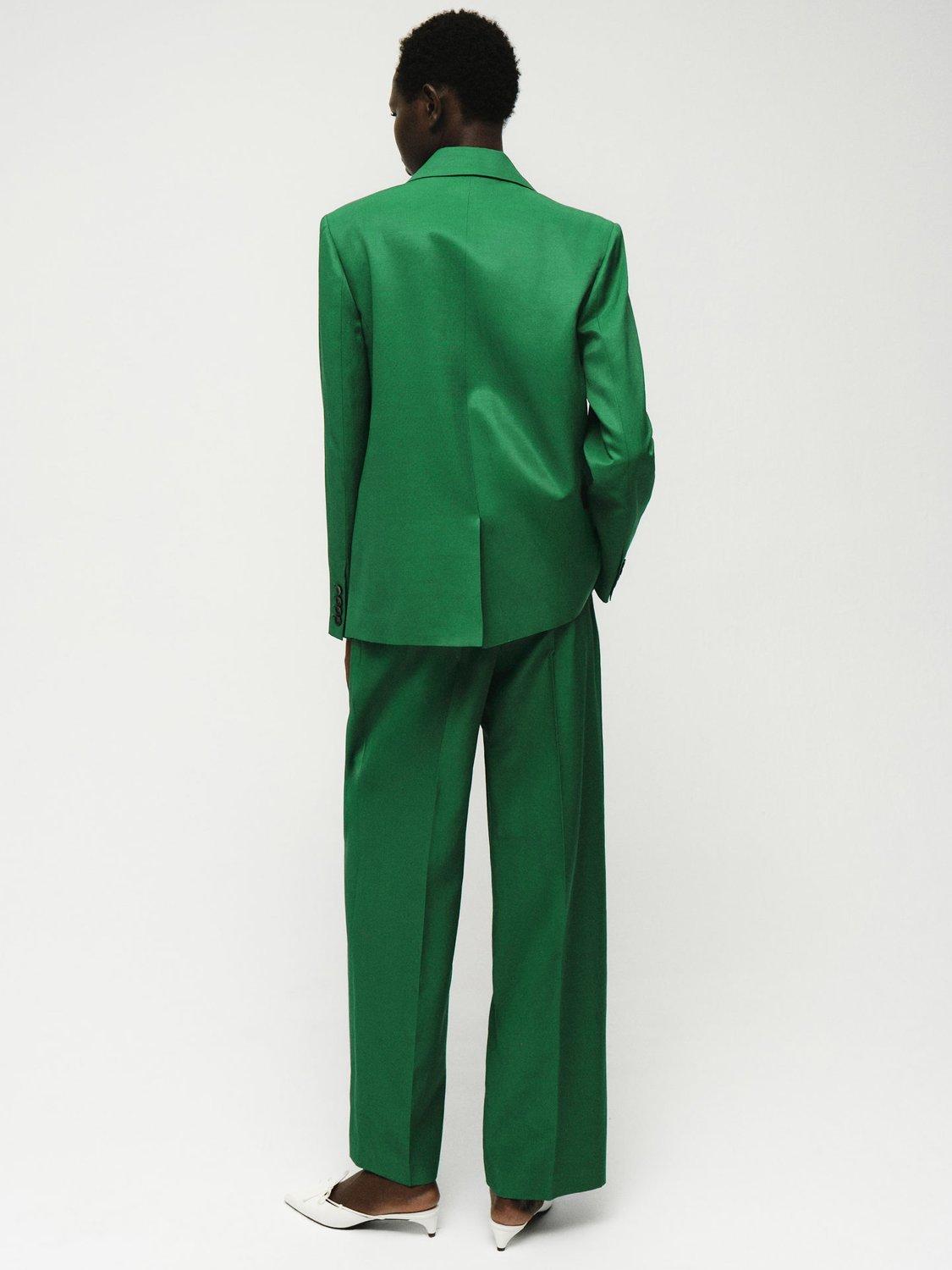 Product image 3 of 5, which shows Mango Otero Satin Finish Blazer, Bright Green, L