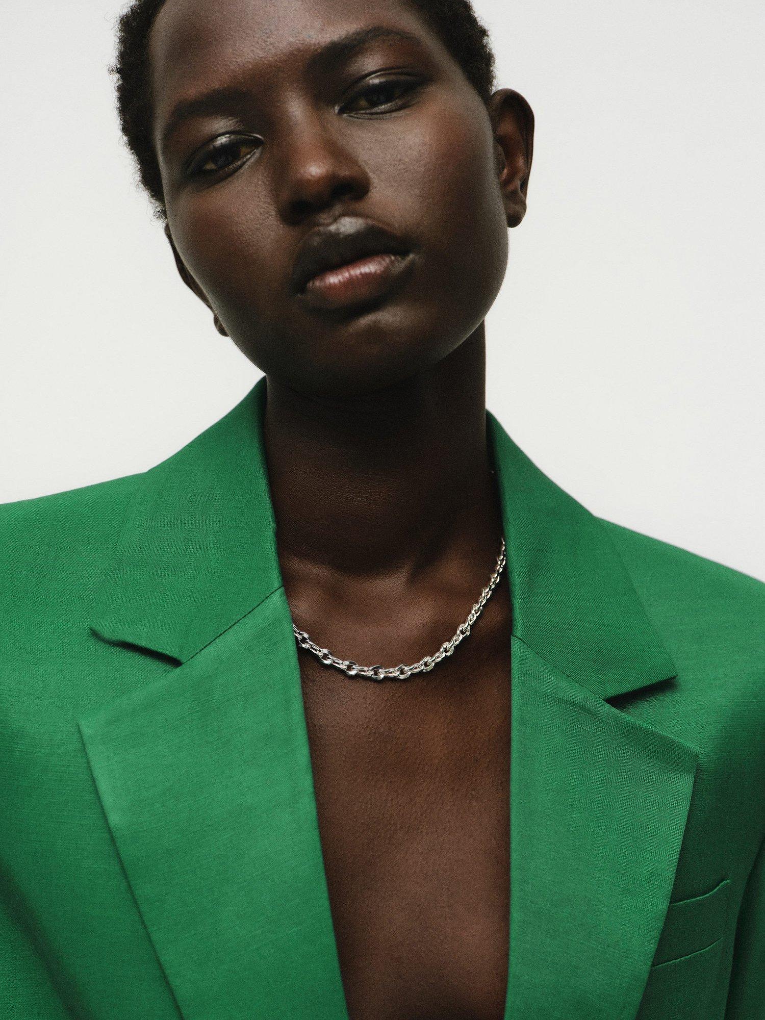 Product image 4 of 5, which shows Mango Otero Satin Finish Blazer, Bright Green, L