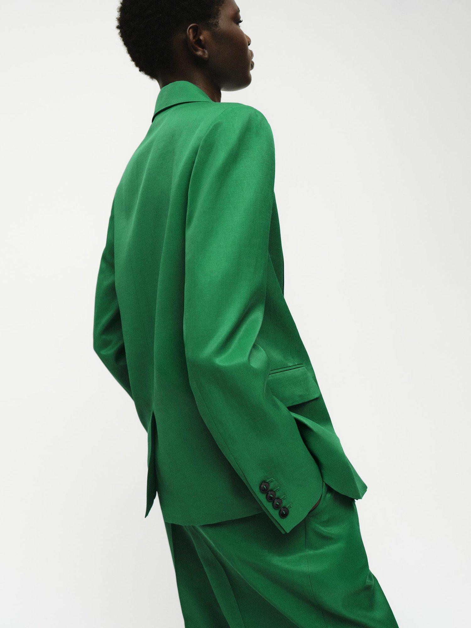 Product image 5 of 5, which shows Mango Otero Satin Finish Blazer, Bright Green, L